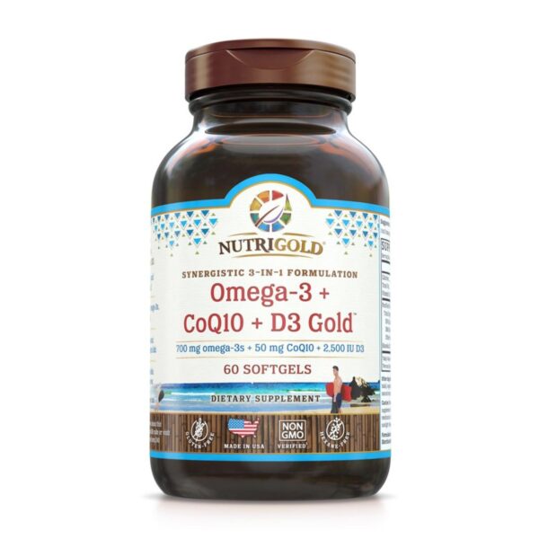 Nutrigold Omega-3 + Coq10 + D3 Gold 60 Softgels