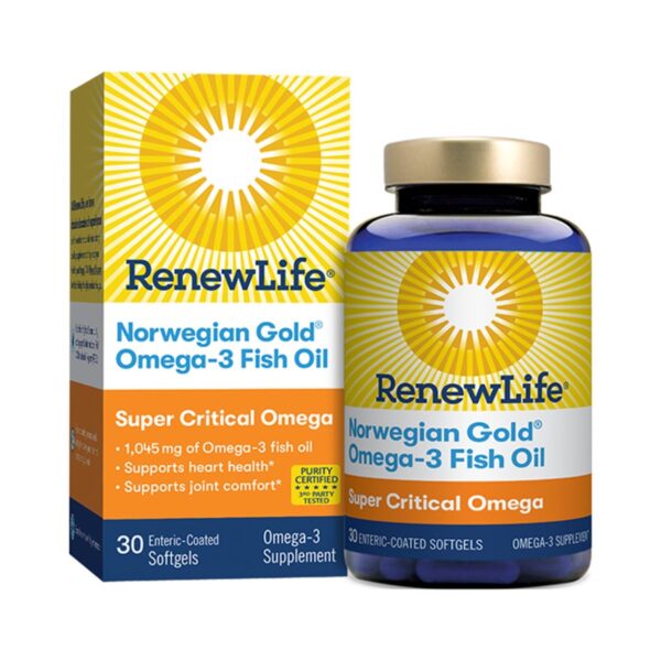 Renew Life Norwegian Gold Omega-3 Fish Oil Super Critical Omega 30 Softgels